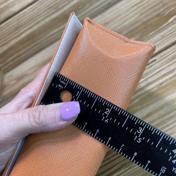 Tory Burch Sunglasses Case Orange Leather Magnetic Eyeglasses Case - Picture 10 of 10